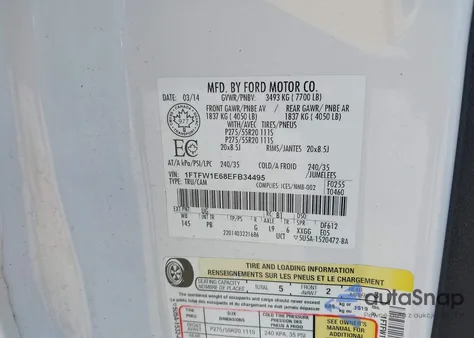 2014 Ford F-150 Platinum from USA, damaged, VIN 1FTFW1E68EFB34495